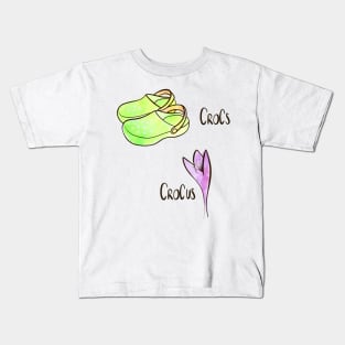 Crocs and Crocus watercolor illustration Kids T-Shirt